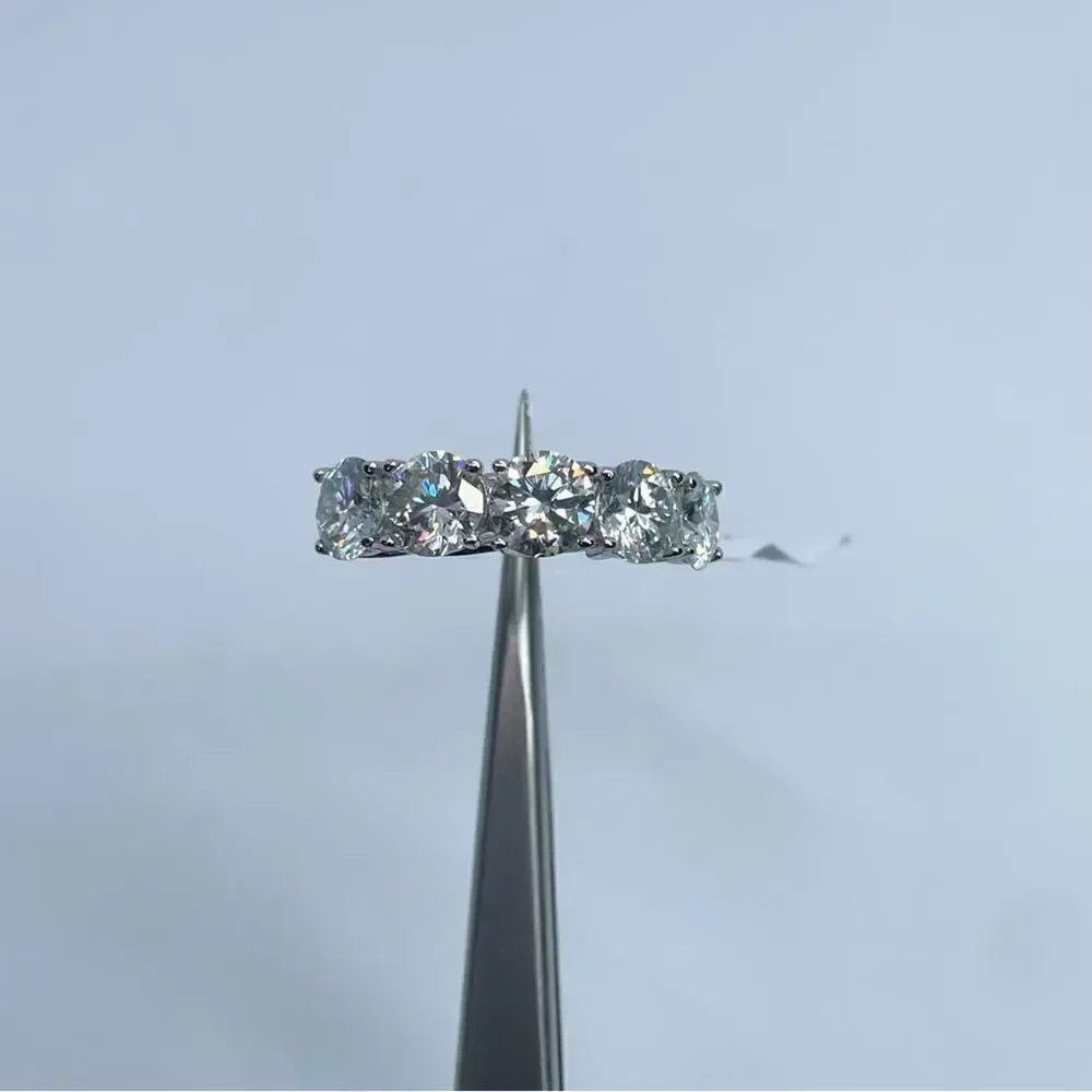 Moissanite Diamond Ring Band 5 Year Anniversary Wedding Ring 5 Stone 1.5 Ct 925 - Picture 3 of 7